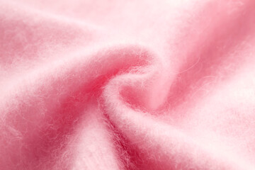 ピンク色のフワフワアンゴラニット地のテクスチャ　質感
