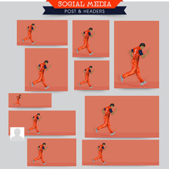 Social Media Post Collections of a Cricket Player or Bowler in Team Jersey Celebrating with Copy Space for Your Message. Pixel Art Detailed Character Illustration.