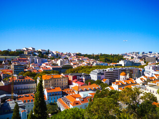 View of Lisbon on a cloudless sunny day 
