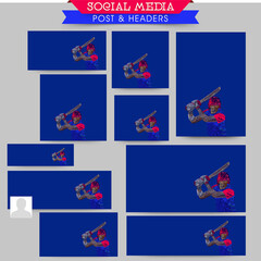 Obraz na płótnie Canvas Social Media Post Collections of a Cricketer or Batter in Team Jersey Playing a Shot with Copy Space for Your Message. Pixel Art Detailed Character Illustration.