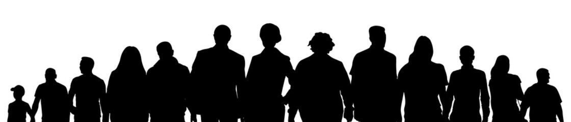 Society, silhouette of crowd people. Vector illustration