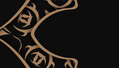Baner of black color with greek brown pattern for design under your logo or text