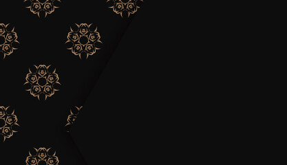 Black banner with vintage brown ornament for design under logo or text