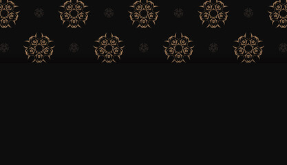 Fototapeta na wymiar Black banner with vintage brown pattern for design under logo or text