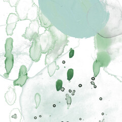 Green blue watercolor background texture in light pastel colors, abstract shapes of watercolor illustration