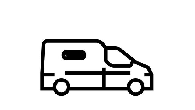 Free Shipping Service black line icon animation. Delivery Boy And Truck, Aircraft Worldwide Free Shipping And Warehouse Storage