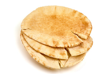 Pita bread, isolated on white background.