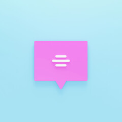 Pink Chat icon isolated on pink background. Speech bubbles symbol. Minimalism concept. 3d illustration 3D render