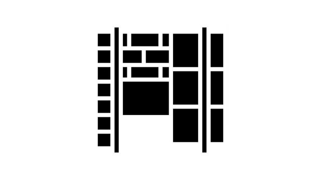 Mineral Wool Material black line icon animation. Glass And Basalt Mineral Wool, Thermal And Noise Insulation, Fire Resistance And Strength