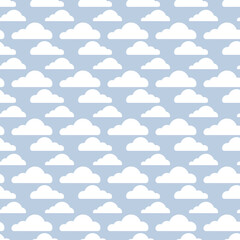 seamless abstract pattern with white clouds on a blue background. vector illustration.