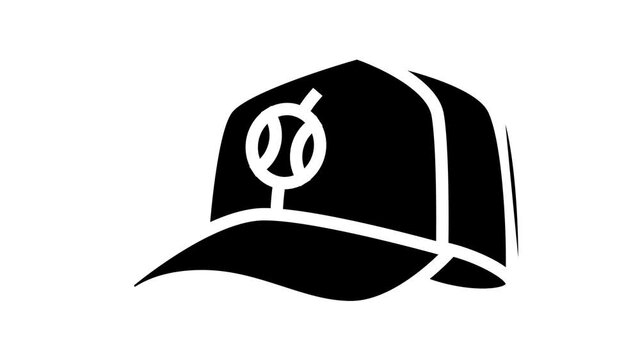 Tennis Sport Game Competition black line animation. Women And Men Tennis Apparel Clothes, Racquet And Ball Accessories, Court Playground And Net, Headband And Socks