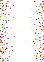 Red Gift Square Illustration. Fiesta Confetti Background. Yellow Star Decoration. Design Circle Decoration. Pink Shiny Dot.