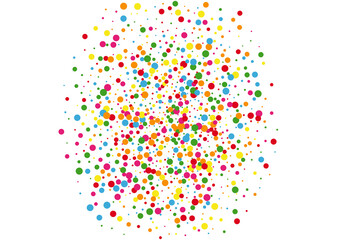 Orange Dot Color Texture. Round Falling Illustration. Yellow Abstract Confetti. Blue Gift Circle Background.