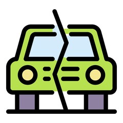 Divorce separate car icon. Outline divorce separate car vector icon color flat isolated