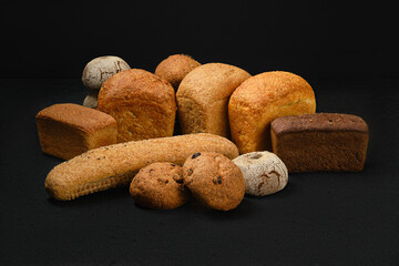 Assortment of artisan bread made of different types of grain