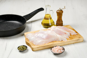 Raw fresh stingray wings ready for frying