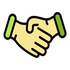 Divorce handshake icon. Outline divorce handshake vector icon color flat isolated