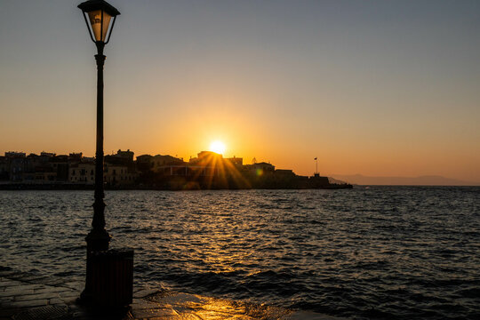 Sun setting over the Venetian Harbour, Chania