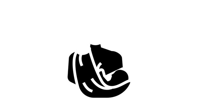 Breastfeeding Baby glyph icon animation. Newborn Child Feeding And Breastfeeding By Hour, Breast Pump And Silicone Pad