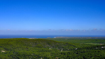 Obraz premium top view of Menorca, Spain. Panorama and green landscape.