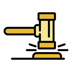 Judge gavel icon. Outline judge gavel vector icon color flat isolated