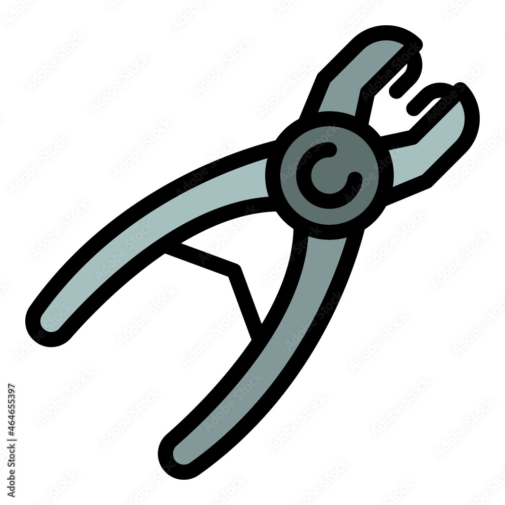 Poster worker forceps icons set. outline set of worker forceps vector icons thin line color flat on white