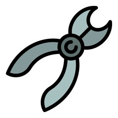 Metal pliers icon. Outline metal pliers vector icon color flat isolated