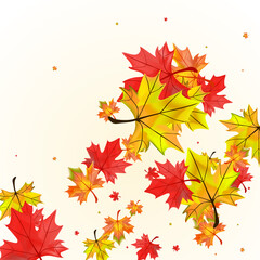 Brown Leaves Background Beige Vector. Floral Collection Illustration. Orange Pattern Leaf. Wallpaper Foliage Design.