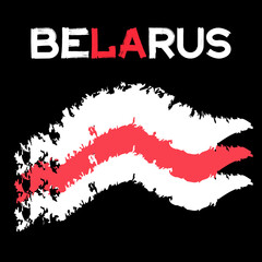 National Belarus flag, white-red-white. Vector illustration on black background
