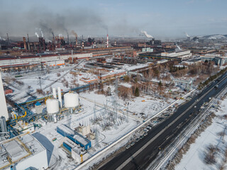 environmental pollution. the smoke is getting closer. air pollution. pipes at the factory. Smoking pipes of thermal power plants at sunset.
