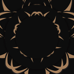 Black color brochure with abstract brown pattern for your design.