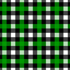 Checkered scottish seamless pattern, Tartan background, Buffalo plaid pattern. Green black and white background Vector Illustration