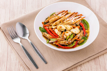 Crab meat fried basil
