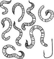 Ugly worms kit. Drawing vector