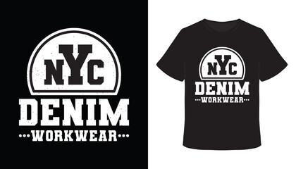 New york city denim workwear typography t-shirt design