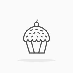 Cupcake icon. Outline Style. Editable Stroke and pixel perfect. Vector illustration. Enjoy this icon for your project.