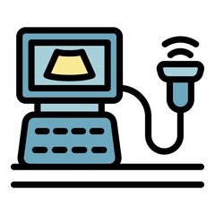 Gynecologist ultrasound icon. Outline gynecologist ultrasound vector icon color flat isolated