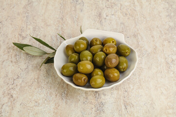 Tasty marinated olives in the bowl
