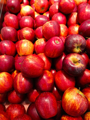 top view of a lot of fresh and healthy red apple 