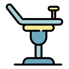 Gynecology armchair icon. Outline gynecology armchair vector icon color flat isolated