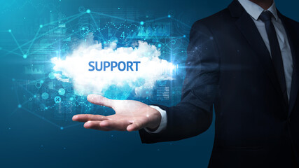 Hand of Businessman holding motivational message