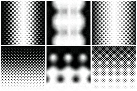 Seamless halftone square linear gradient vector set