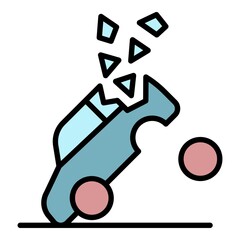 Car accident crash icon. Outline car accident crash vector icon color flat isolated