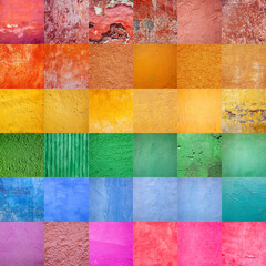 Rainbow pattern. Each image is of a painted wall in Central America