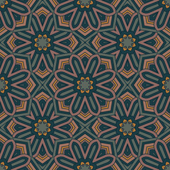 Vector seamless background. Endless colorful texture. Use for wallpaper, textile, book cover, clothes. In blue and orange colors