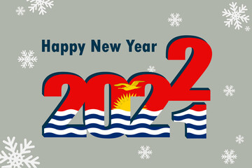 New Year's card 2022. In the photo: an element of the Kiribati flag, a festive inscription and snowflakes. It can be used as a promotional poster, postcard, flyer, invitation or website.