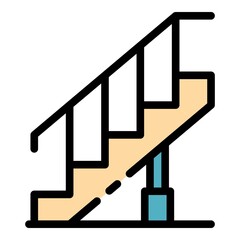 Reconstruction stairs icon. Outline reconstruction stairs vector icon color flat isolated
