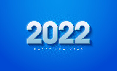 2022 3d happy new year on blue background