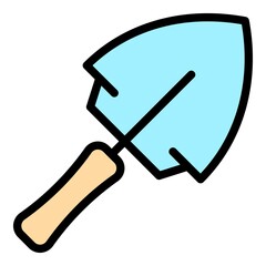 Steel trowel icon. Outline steel trowel vector icon color flat isolated