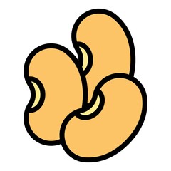 Obraz premium Kidney plant bean icon. Outline kidney plant bean vector icon color flat isolated